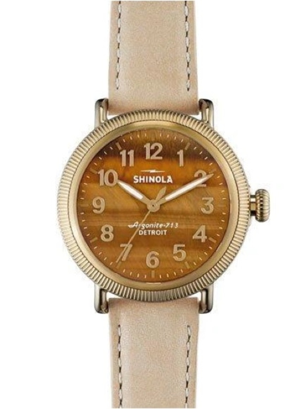 Shinola Runwell Gold-Tone Case with Tan Dial and Cream Leather Strap